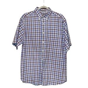 Daniel Cremieux White, Blue & Red Plaid Short Sleeve Shirt